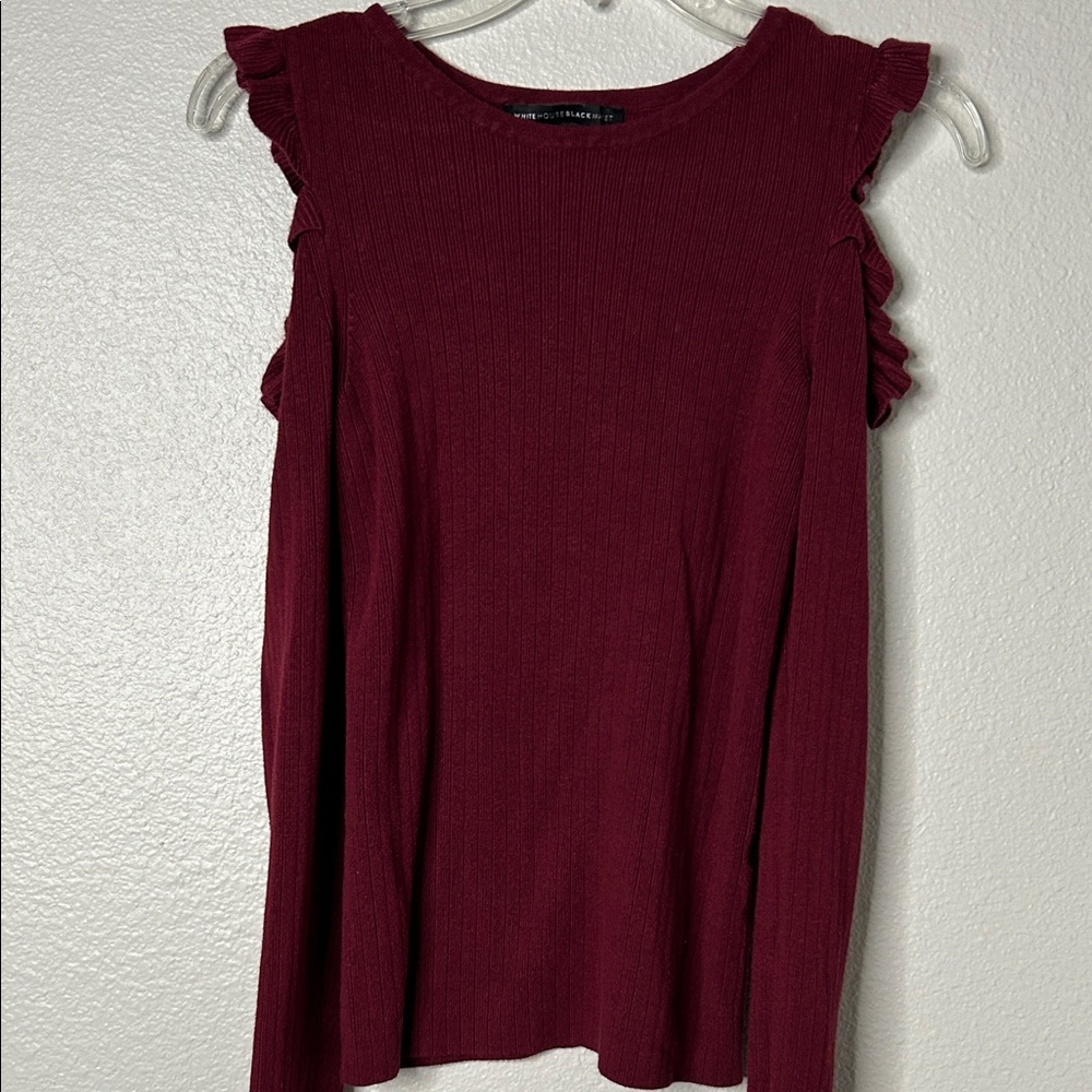 Women's Ruffled Burgundy Top